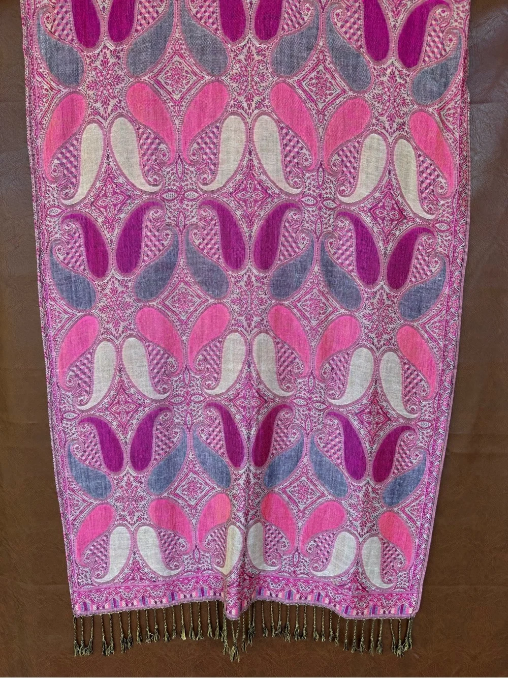 Pashmina Pink Paisley Oversized Shawl Wrap Scarf
